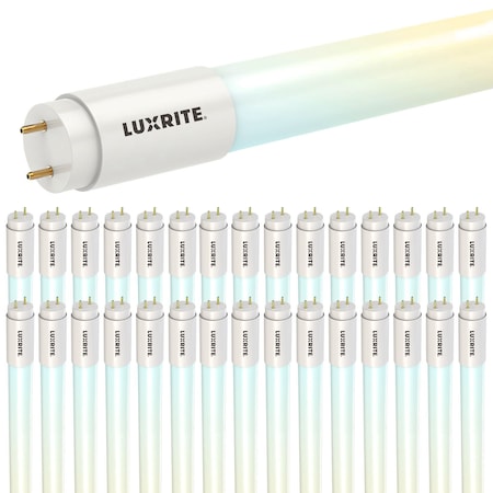 Luxrite 4FT T8 LED Tube Light Bulbs 12W/15W/18W Up to 2250LM 5CCT 3000K-6500K Ballast Bypass, 30PK LR34238-30PK
